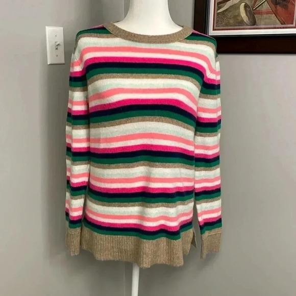 J Crew Wool Blend Long Sleeve Striped Crewneck Sweater Size Small - Picture 1 of 7